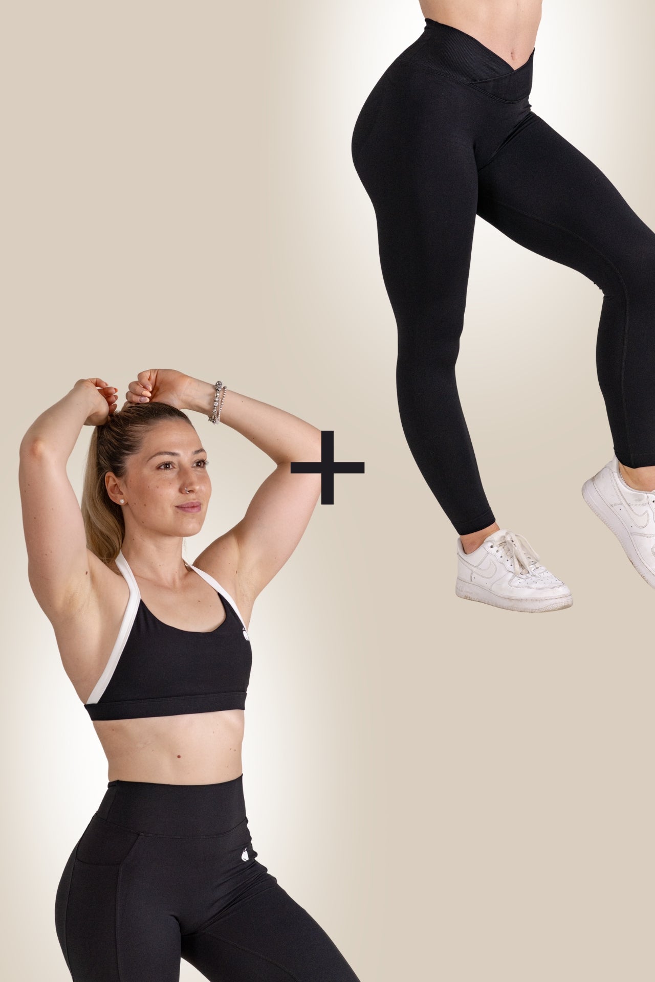 "STYLE" SET : Pajkice + Športni Nedrček (Črna)