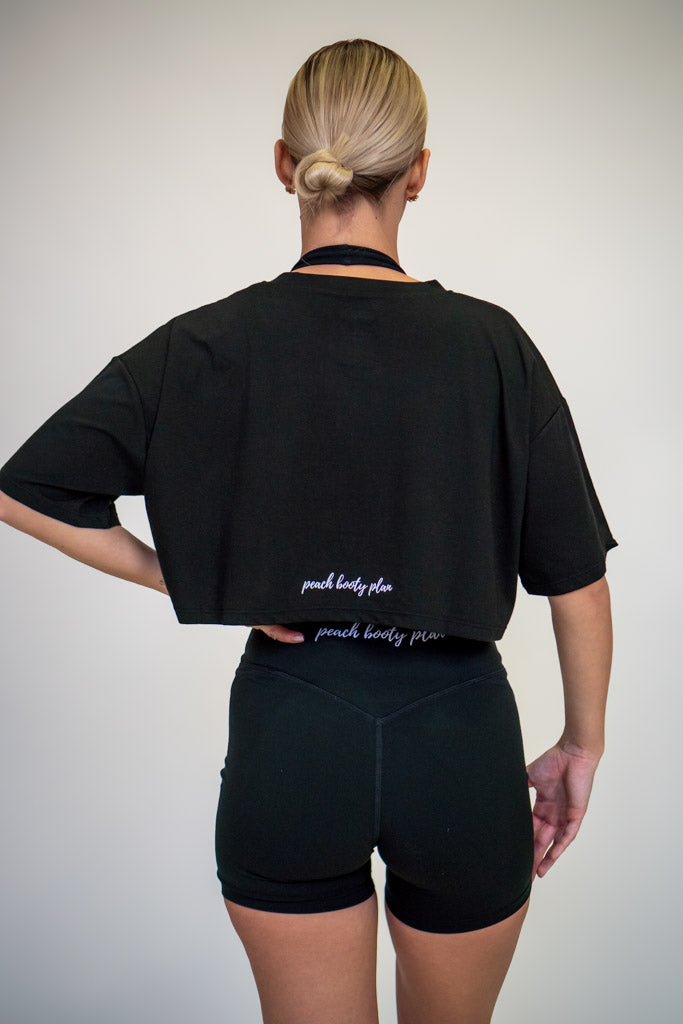 “BASE” Crop Majica - Črna