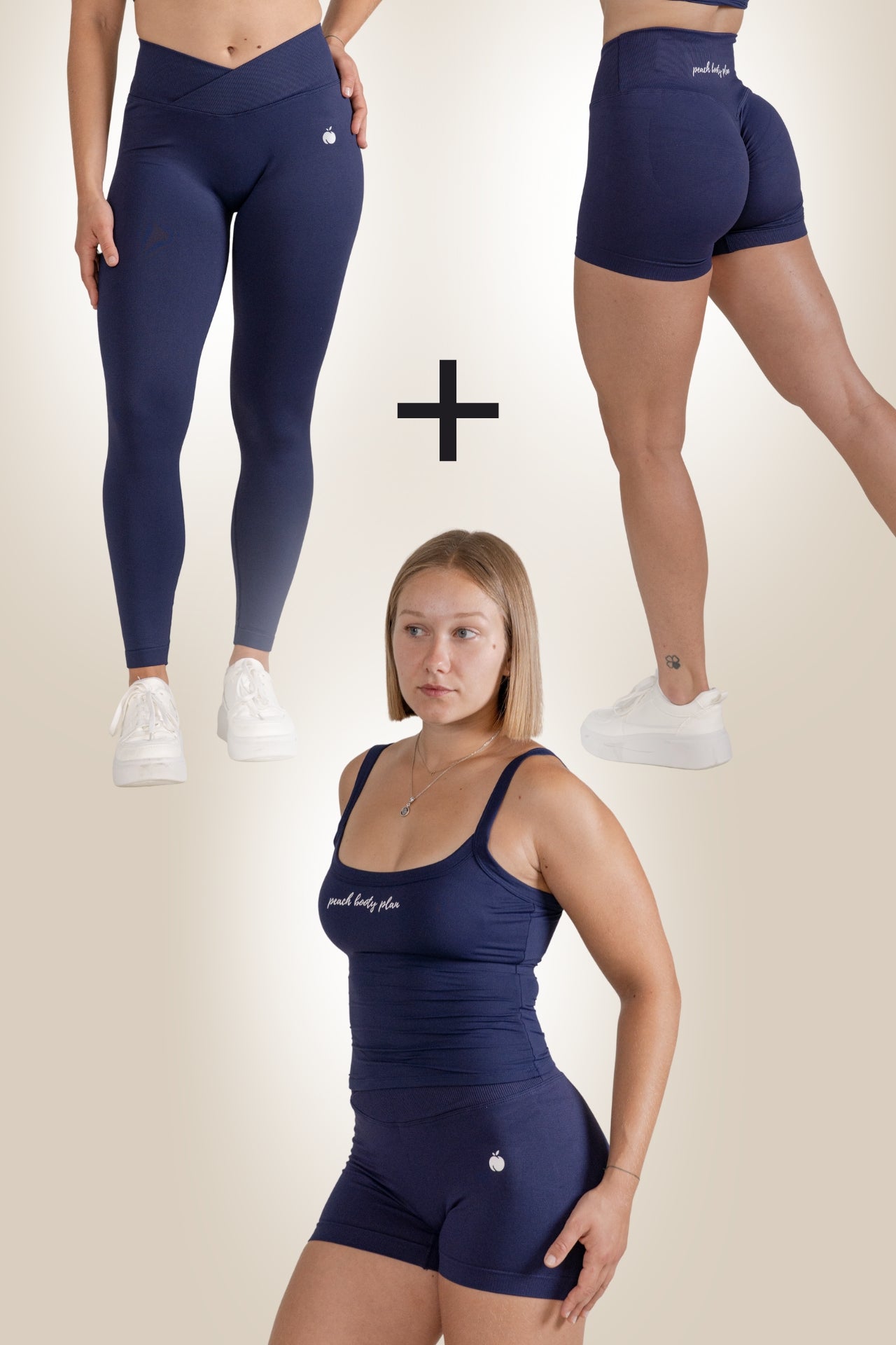 "SCULPT" V-Waist SET :  Pajkice + Kratke Hlače + Topek (Indigo)