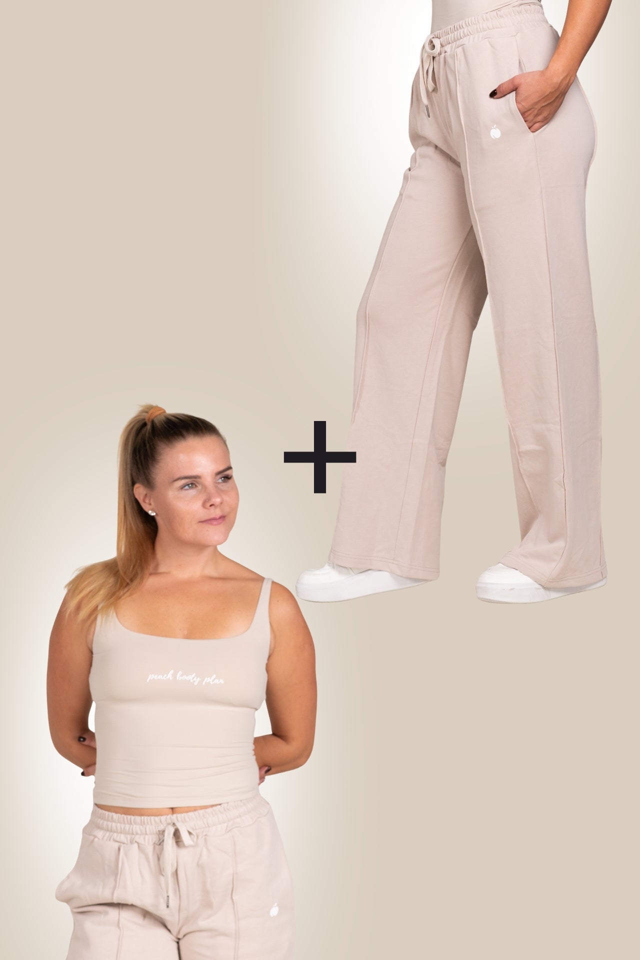 "BASE" SET : Trenirka + Tank Top (Cream)