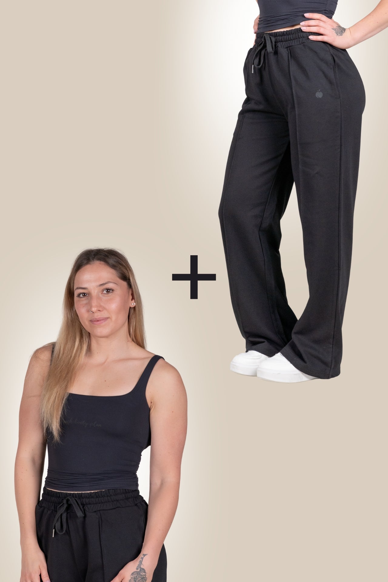 "BASE" SET : Trenirka + Tank Top (Črna)