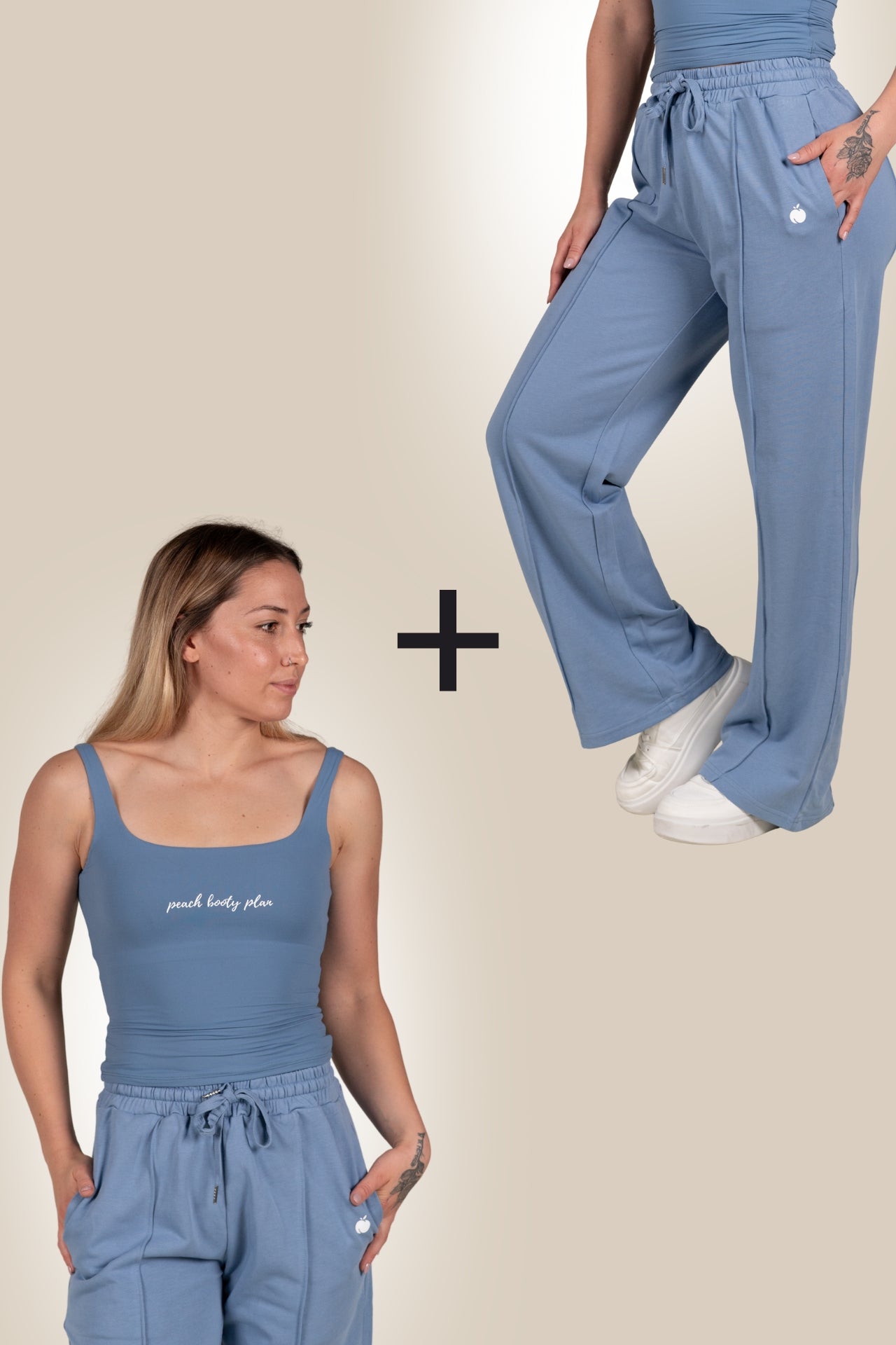 "BASE" SET : Trenirka + Tank Top (Baby Modra)