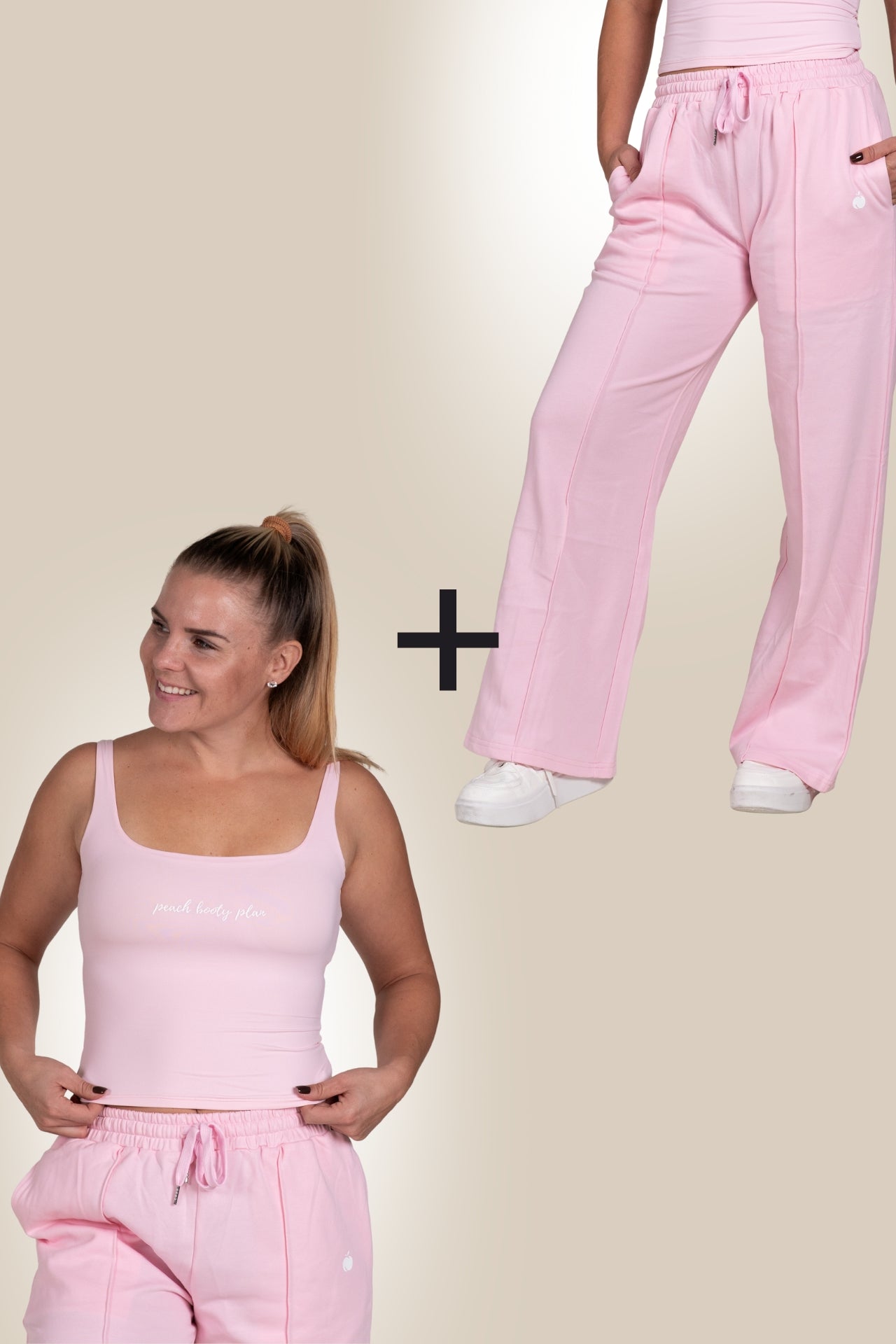 "BASE" SET : Trenirka + Tank Top (Baby Roza)