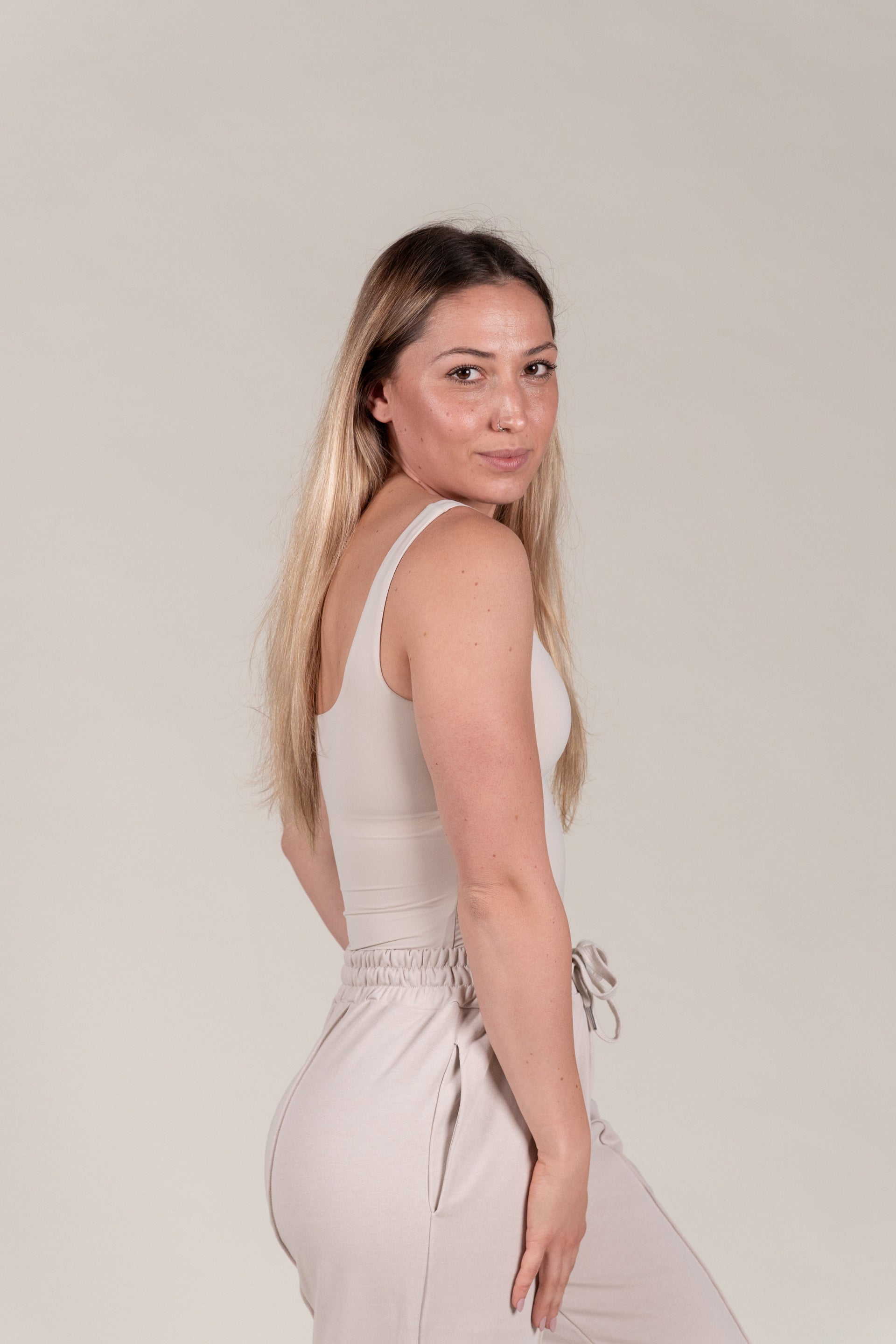 “BASE” Seamless Tank Top - Cream