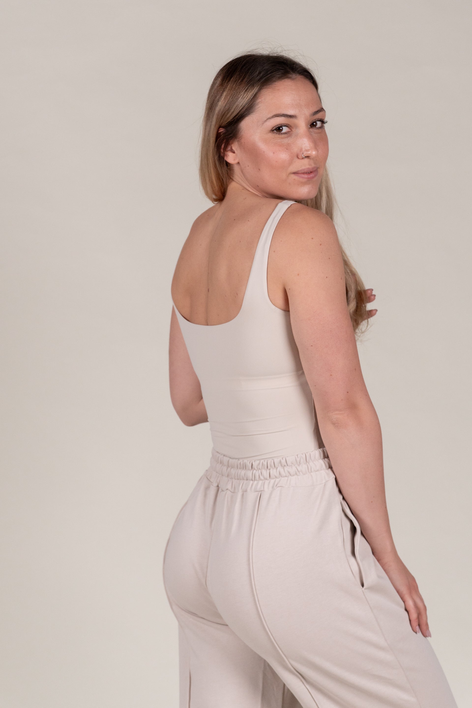 “BASE” Seamless Tank Top - Cream