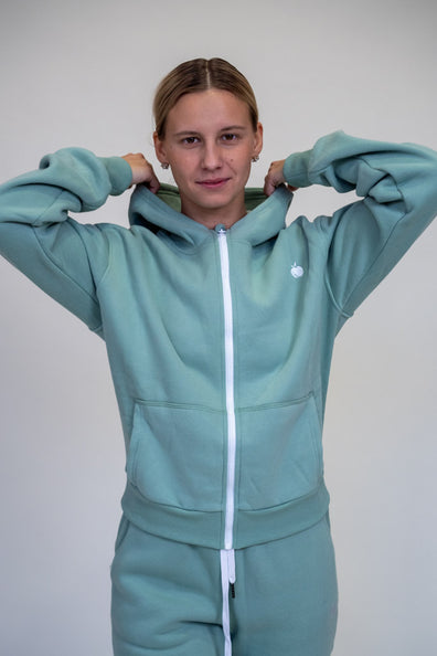 “STYLE” Winter Hoodie s kapuco Zip - Arctic Mint