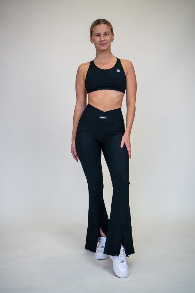 “STYLE” Ribbed V-waist Pajkice na zvonec - Black