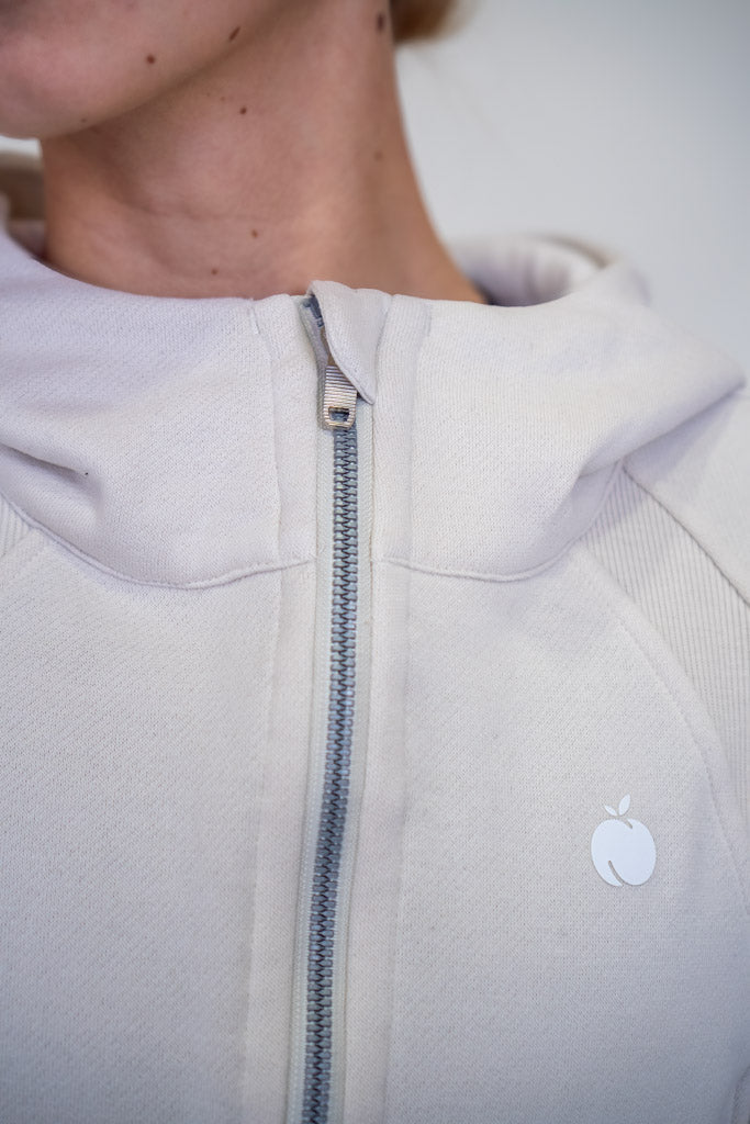 “BASE” Winter Hoodie s kapuco Zip - Pearl