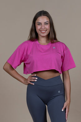 “BASE” Crop T-shirt majica - Hot Pink