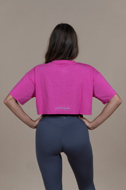 “BASE” Crop T-shirt majica - Hot Pink